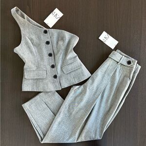 Zara Gray Women's Asymmetrical Suit Set